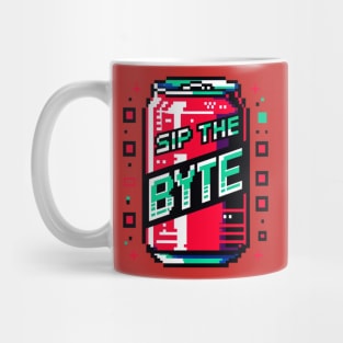 Cyberpunk Pixel Soda Can - Sip the Byte 2D Game Style Mug